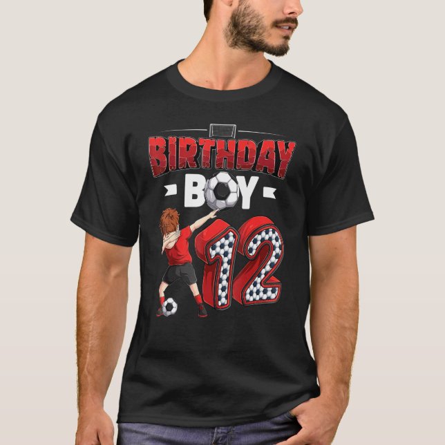 Camiseta Rapaz Dabbing 12 Anos Jogador De Futebol 12 Birthd (Frente)
