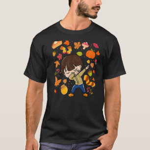 Camiseta Rapaz Dabbing Autumn Maple Pumpkin Fall Season