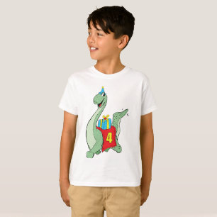 Camiseta Rapaz, Dinossauro do 4º Aniversário