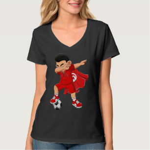 Camiseta Rapaz do futebol tunisiano, crianças com bandeiras