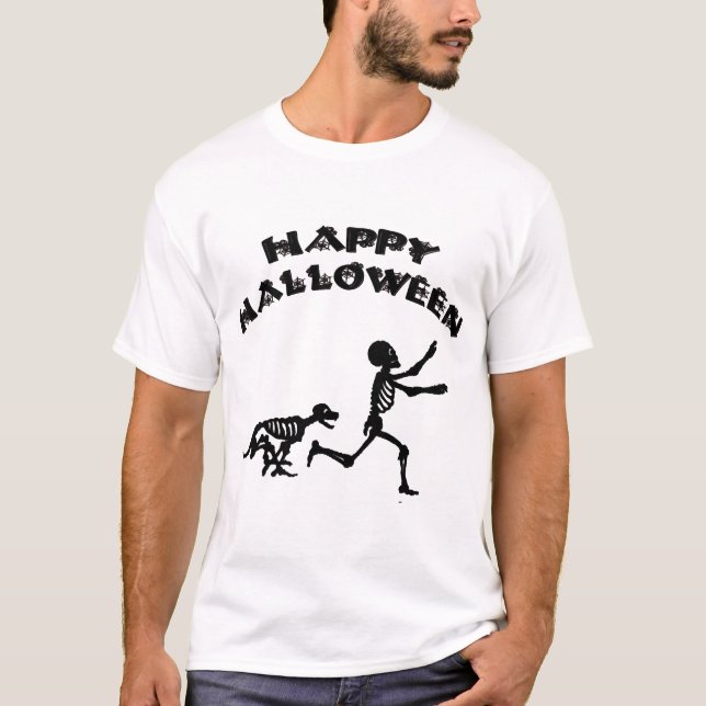 Camiseta Rapaz e Cão de Halloween (Frente)