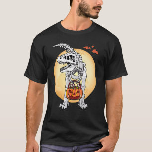 Camiseta Rapaz Halloween Dinossaur Skeleton Pumpkin Toddler