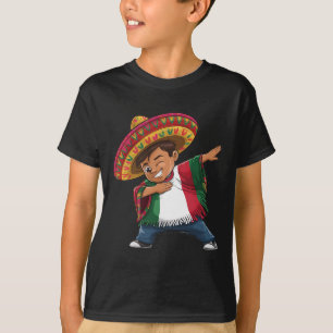 Camiseta Rapaz Mexicano Dabbing Poncho Fiesta Cinco De Mayo