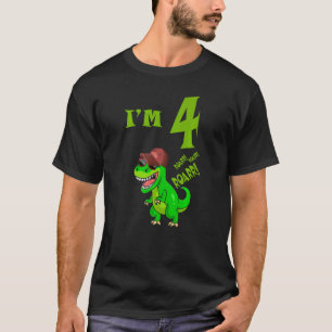 Camiseta Rapazes 4º Aniversário Rex Dinossaur Rawr Eu sou 4