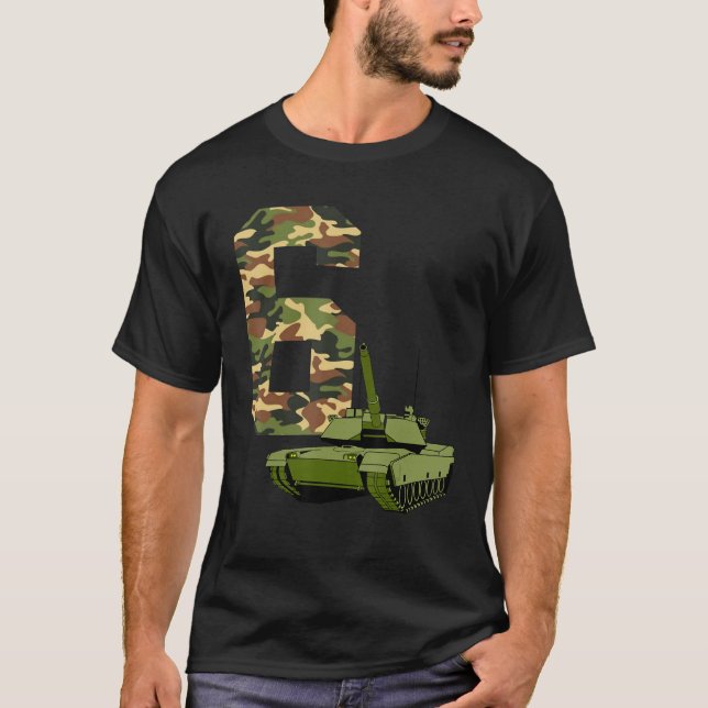 Camiseta Rapazes 6 Birthday, Caminhão de Batalha Militar do (Frente)