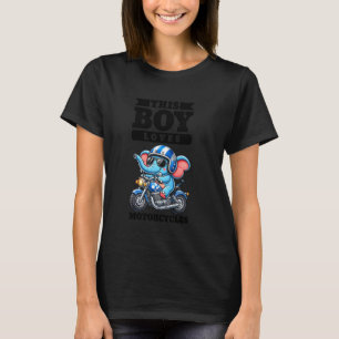 Camiseta Rapazes De Motocicleta Bicicleta Montando Elefante