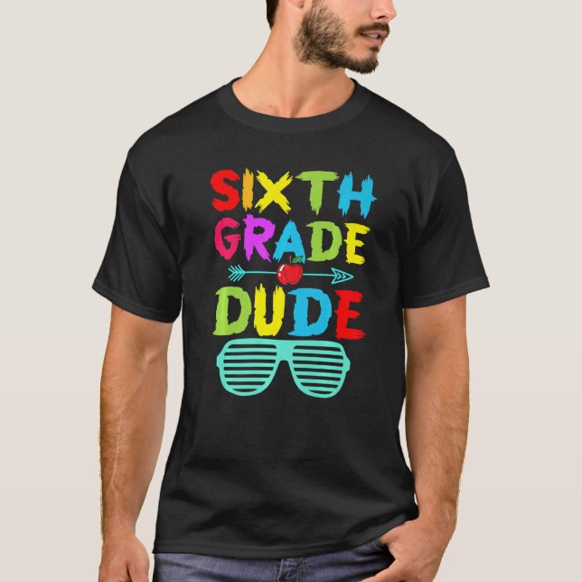 Camiseta Rapazes do 6 Grau Dude Grau Curto do Sexto Grau (Frente)
