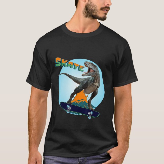 Camiseta Rapazes Legais Skate T Rex Dinossauro Skateboard  (Frente)