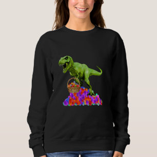 Camiseta Rapazes Páscoa Dino Bunny Ovo Hunt Dinossaur Trex 