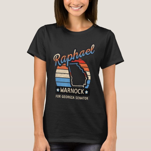 Camiseta Raphael Retro Sunset Warnock Para Senador Da Geórg (Frente)