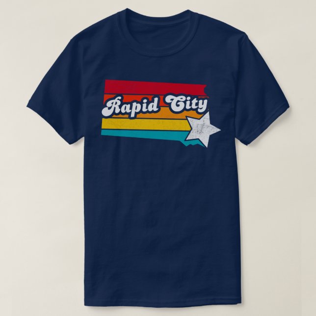 Camiseta Rapid City South Dakota Vintage afressou Souveni (Frente do Design)