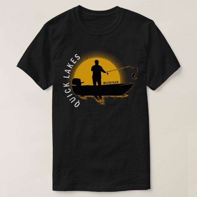 Camiseta Rápidos Lagos Pescaria Michigan Sunrise (Frente do Design)