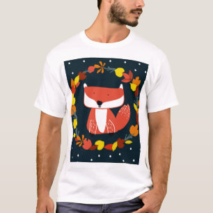Camiseta Raposa adorável num fundo colorido