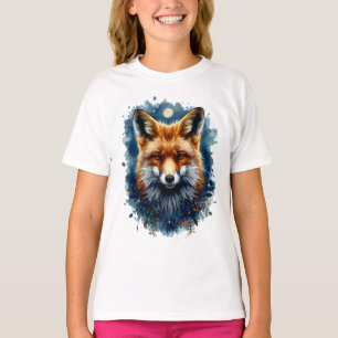 Camiseta Raposa Aquarela Lua Floresta Animal Estética