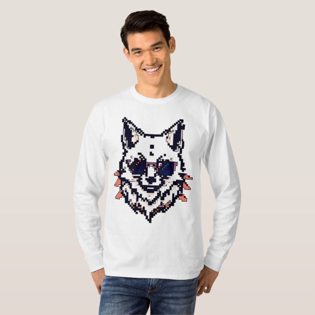 Camiseta Raposa Árctica Pixel (Frente Completa)