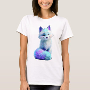 Camiseta Raposa Ártica da Galáxia Celeste Mulheres