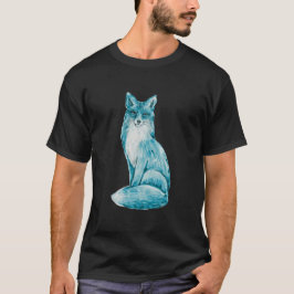 Camiseta Raposa Azul Fofa de Desenho com Brilho