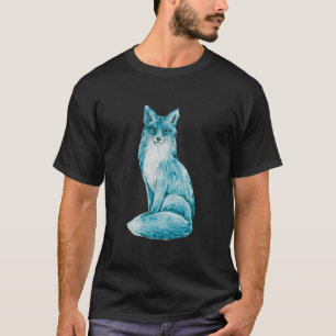 Camiseta Raposa Azul Fofa de Desenho com Brilho