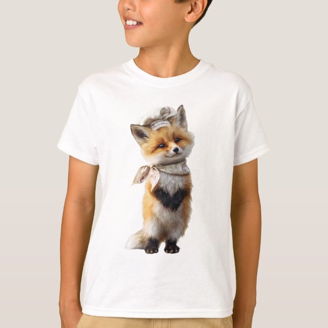 Camiseta Raposa Bandana com Chapéu de Sol Infantil (Frente)