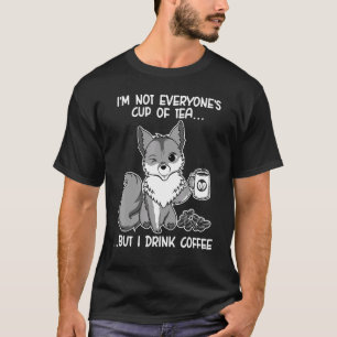 Camiseta Raposa-Bebendo Coffee Fox Animal Furry 2