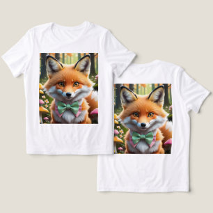 Camiseta Raposa-branca com arco verde e rosa