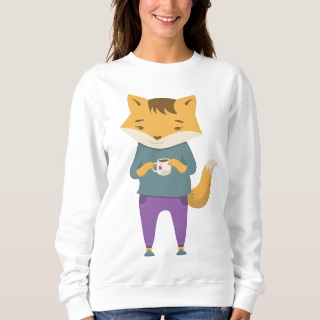 Camiseta Raposa-branca com xícara de chá (Frente)