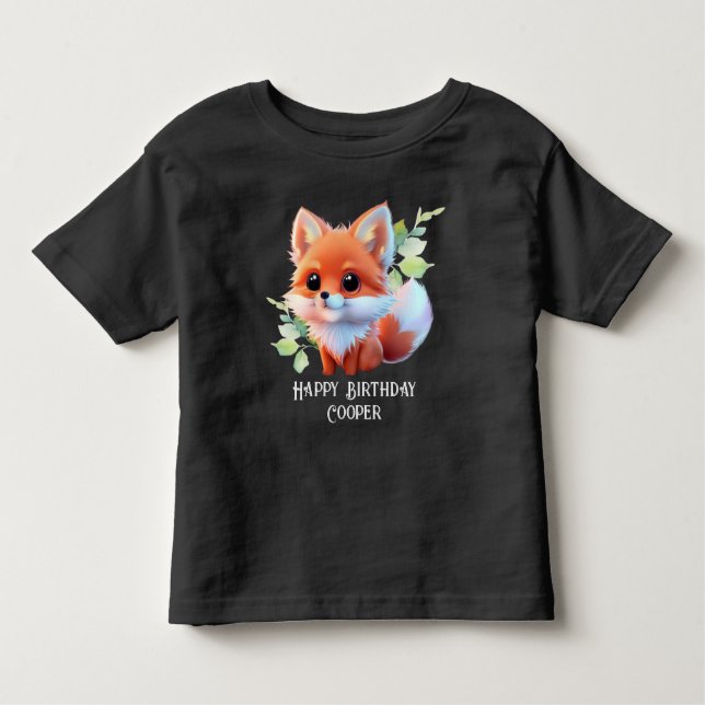 Camiseta Raposa-branca desenhando animais florestais amigos (Frente)