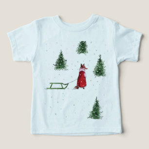 Camiseta Raposa-branca na Floresta de Inverno de Neve