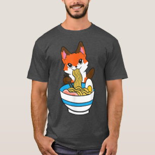Camiseta Raposa Cachorra Comendo Macarrão Japonês 