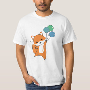 Camiseta Raposa Cachorro Voa Balões Crianças