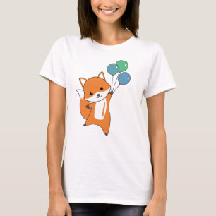 Camiseta Raposa Cachorro Voa Balões Crianças