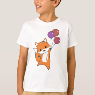 Camiseta Raposa Cachorro Voa Balões Crianças