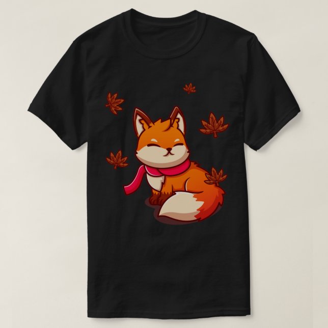 Camiseta Raposa Coca Sentada Com Scarf Em Cartoons De Outon (Frente do Design)