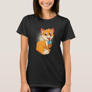 Camiseta Raposa com chá bubbbeltea raposas crianças