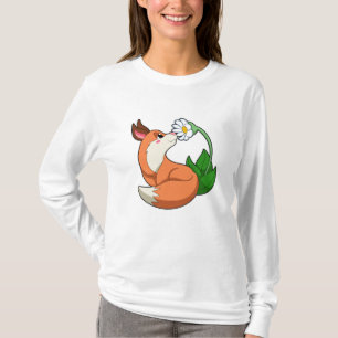 Camiseta Raposa com Flor Branca
