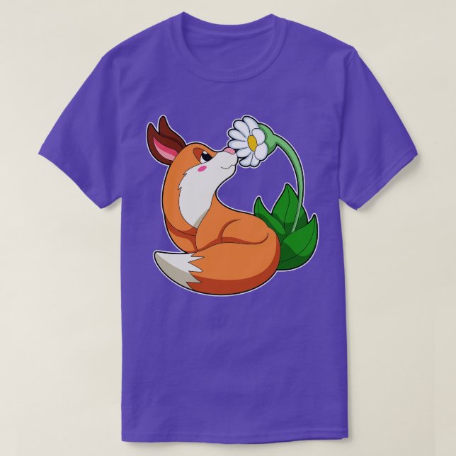 Camiseta Raposa com Flor branca (Frente do Design)
