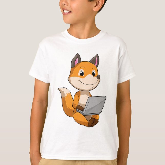 Camiseta Raposa com Laptop (Frente)