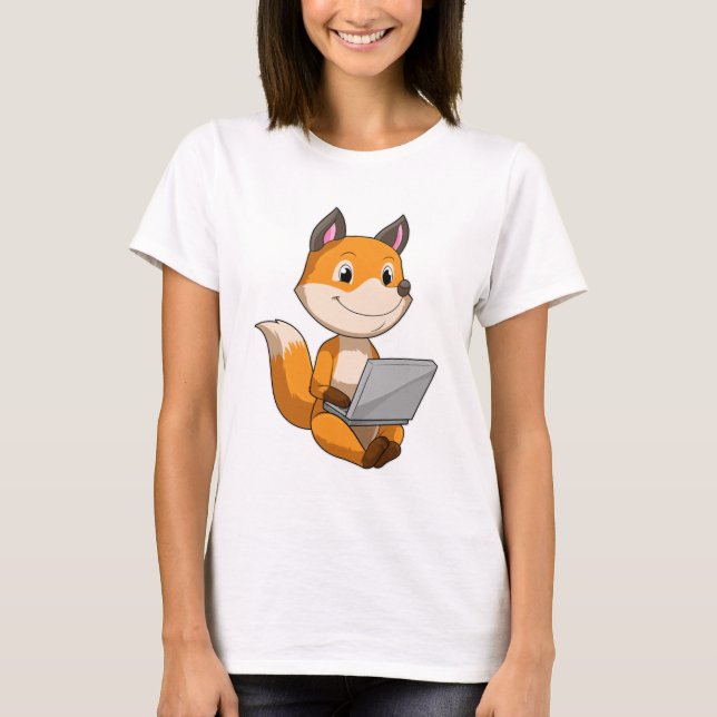 Camiseta Raposa com Laptop (Frente)