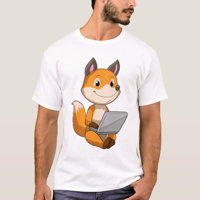 Camiseta Raposa com Laptop (Frente)