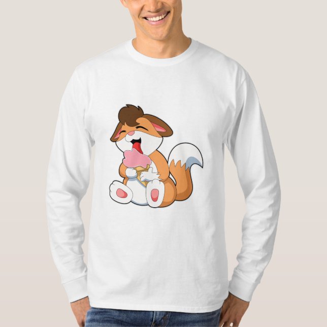 Camiseta Raposa com Sorvete de morango (Frente)