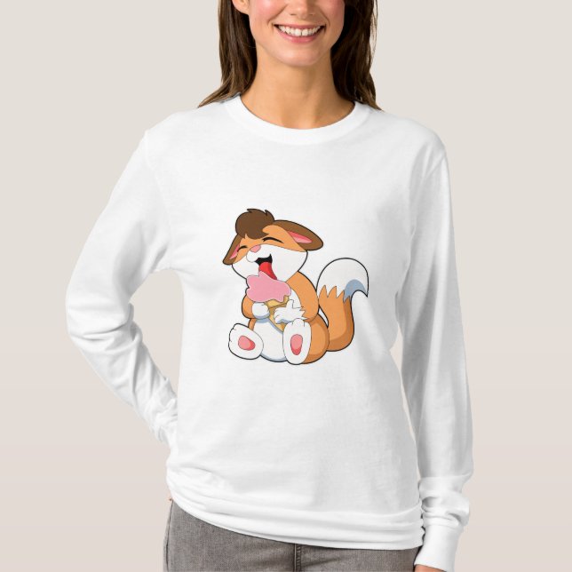 Camiseta Raposa com Sorvete de morango (Frente)