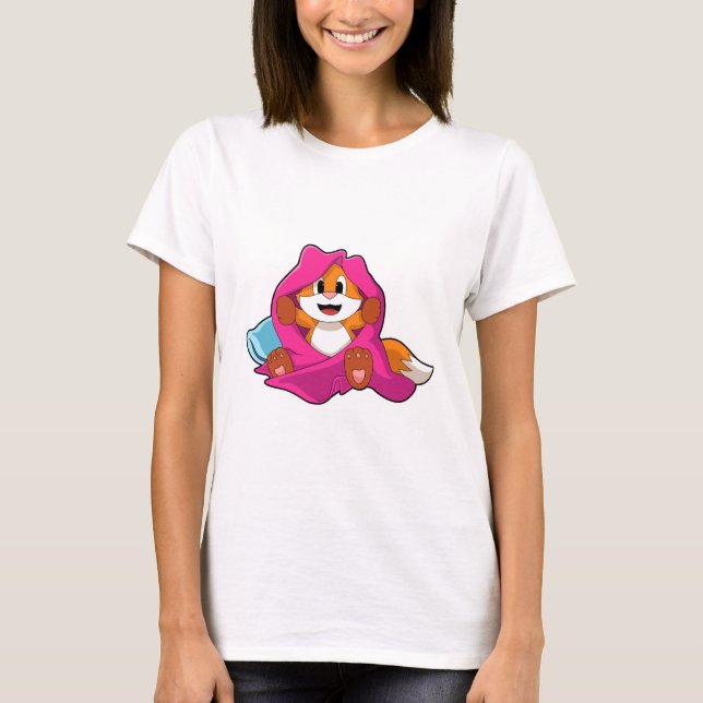Camiseta Raposa com Travesseiro e cobertor (Frente)