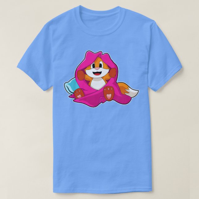 Camiseta Raposa com Travesseiro e cobertor (Frente do Design)