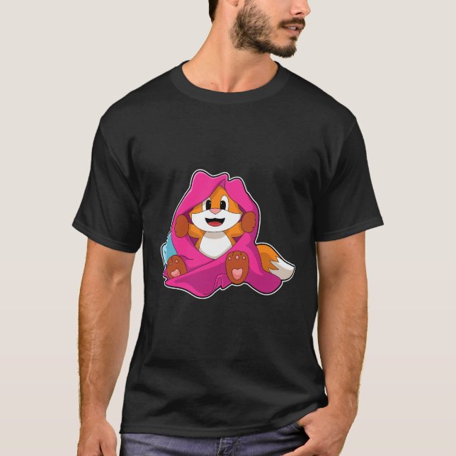 Camiseta Raposa com Travesseiro e cobertor (Frente)
