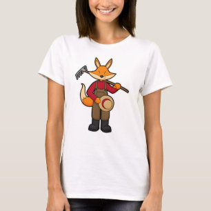 Camiseta Raposa como agricultor com Rake & Hat