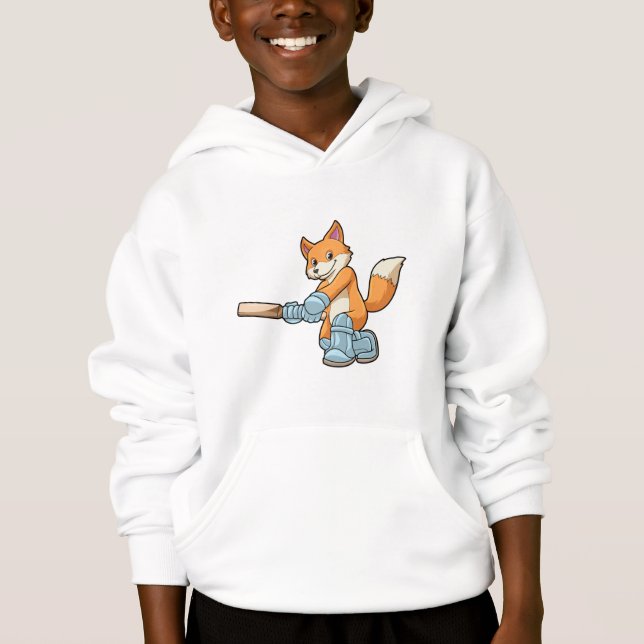 Camiseta Raposa como Batsman com morcego de críquete (Frente)