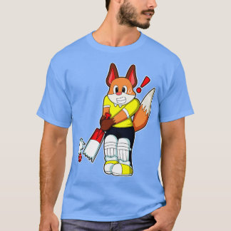Camiseta Raposa como Batsman com morcego de críquete