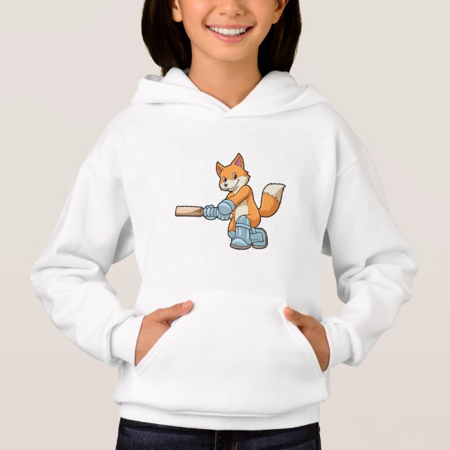 Camiseta Raposa como Batsman com morcego de críquete (Frente)