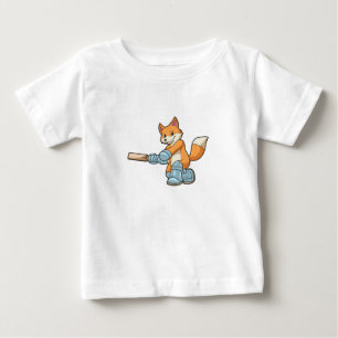 Camiseta Raposa como Batsman com morcego de críquete