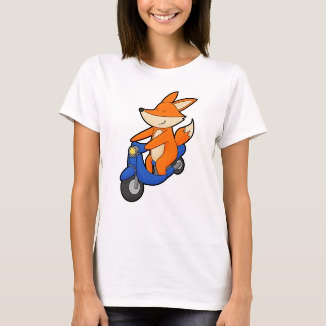 Camiseta Raposa como Biker com Patinete (Frente)